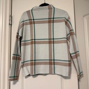 Tahari Plaid Sweater in Gray, Brown, and Green
